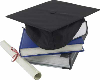 Graduation Cap, Diploma, Books